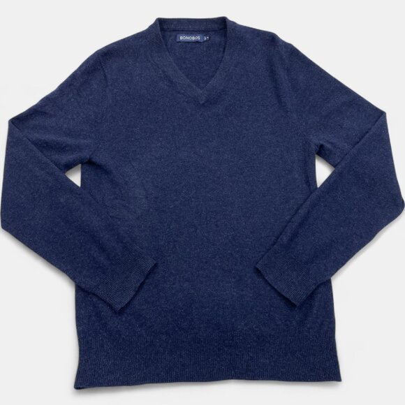 Bonobos Men's Blue Cashmere V-Neck Long Sleeve Sweater Size Small - Picture 1 of 8